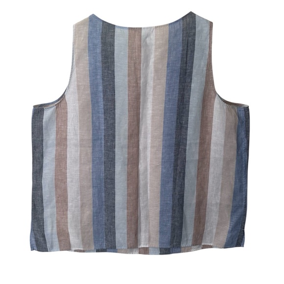 Chico's No Iron 100% Linen Stripe Sleeveless Tank Top Size 4 (US 20) NWT - Picture 4 of 4